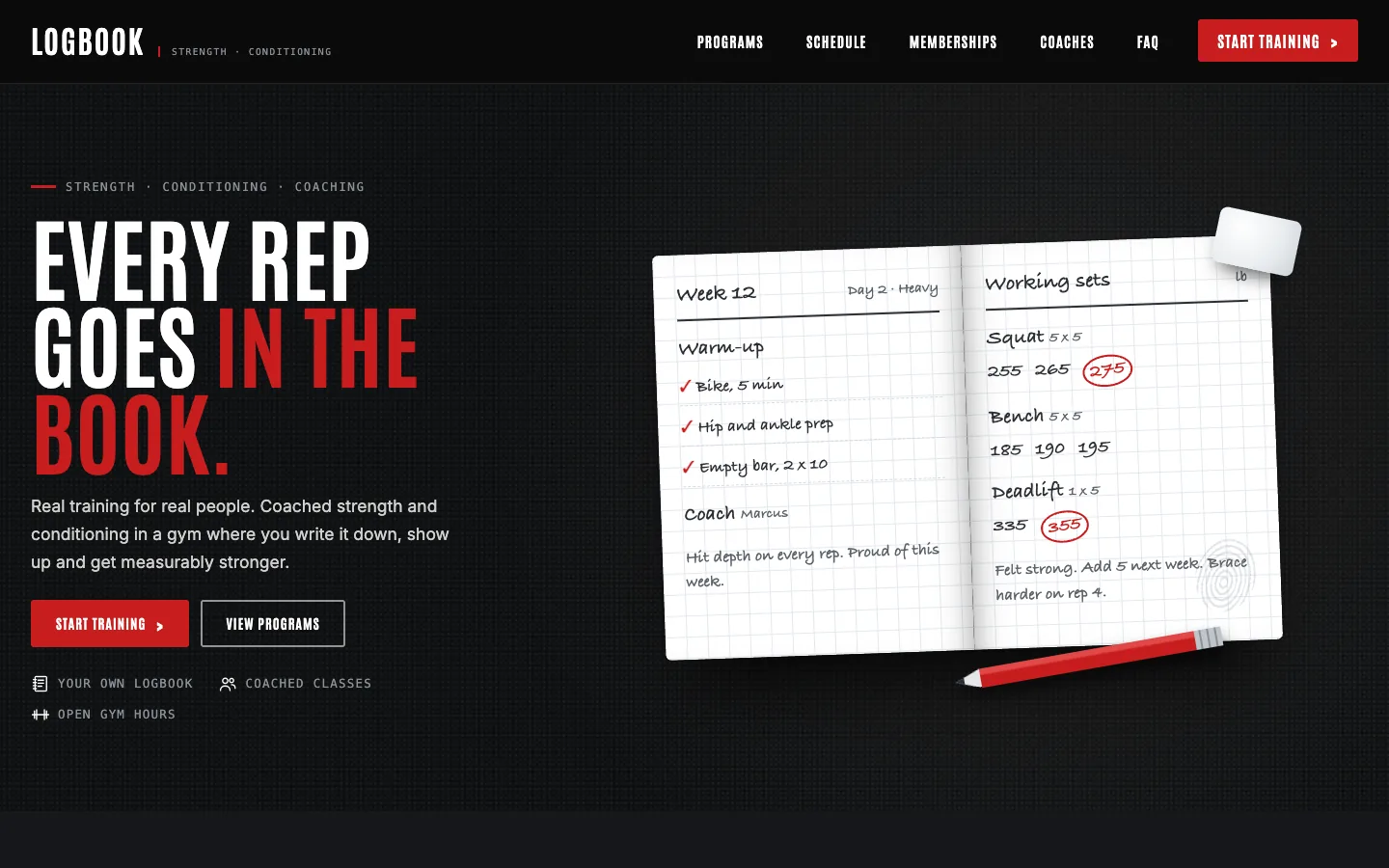 Logbook homepage running in Seedly Sites