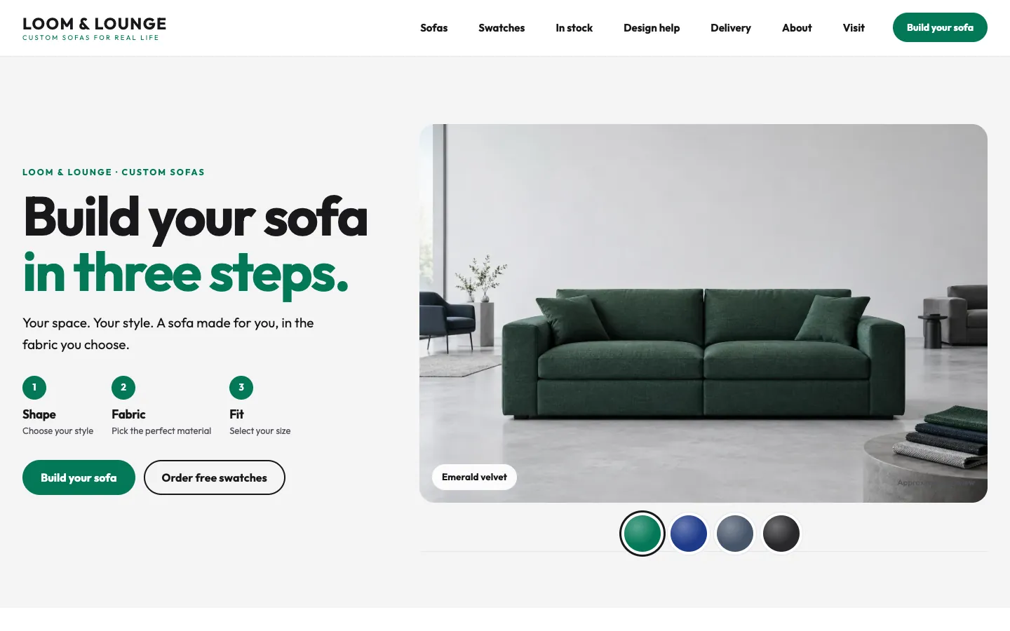 Loom website template homepage