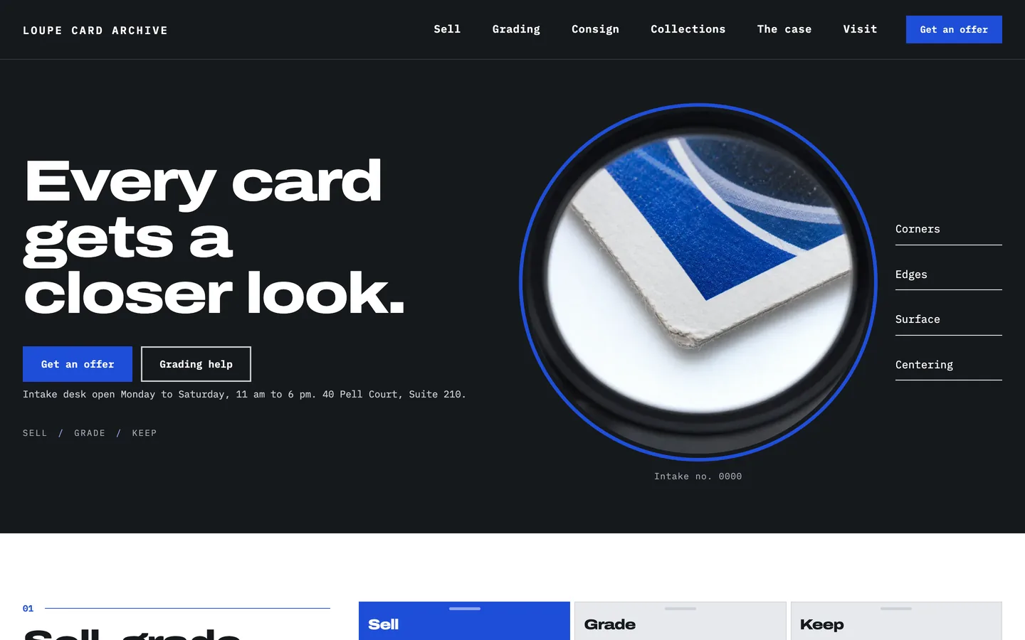 Loupe website template homepage