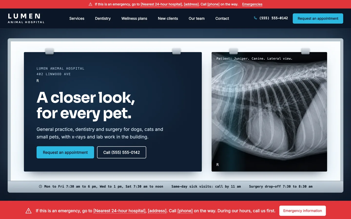 Lumen website template homepage