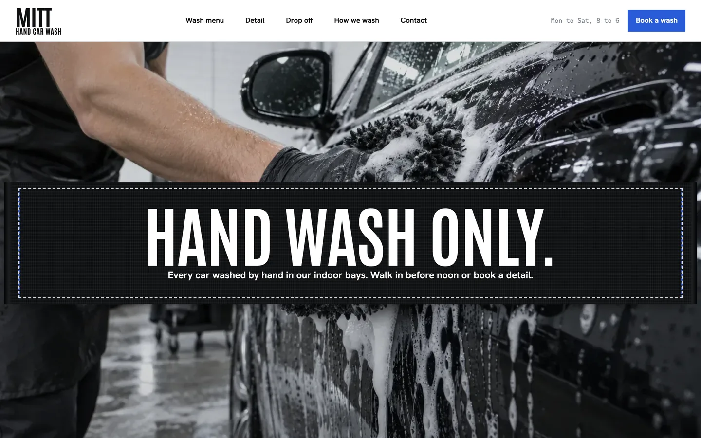 Mitt website template homepage