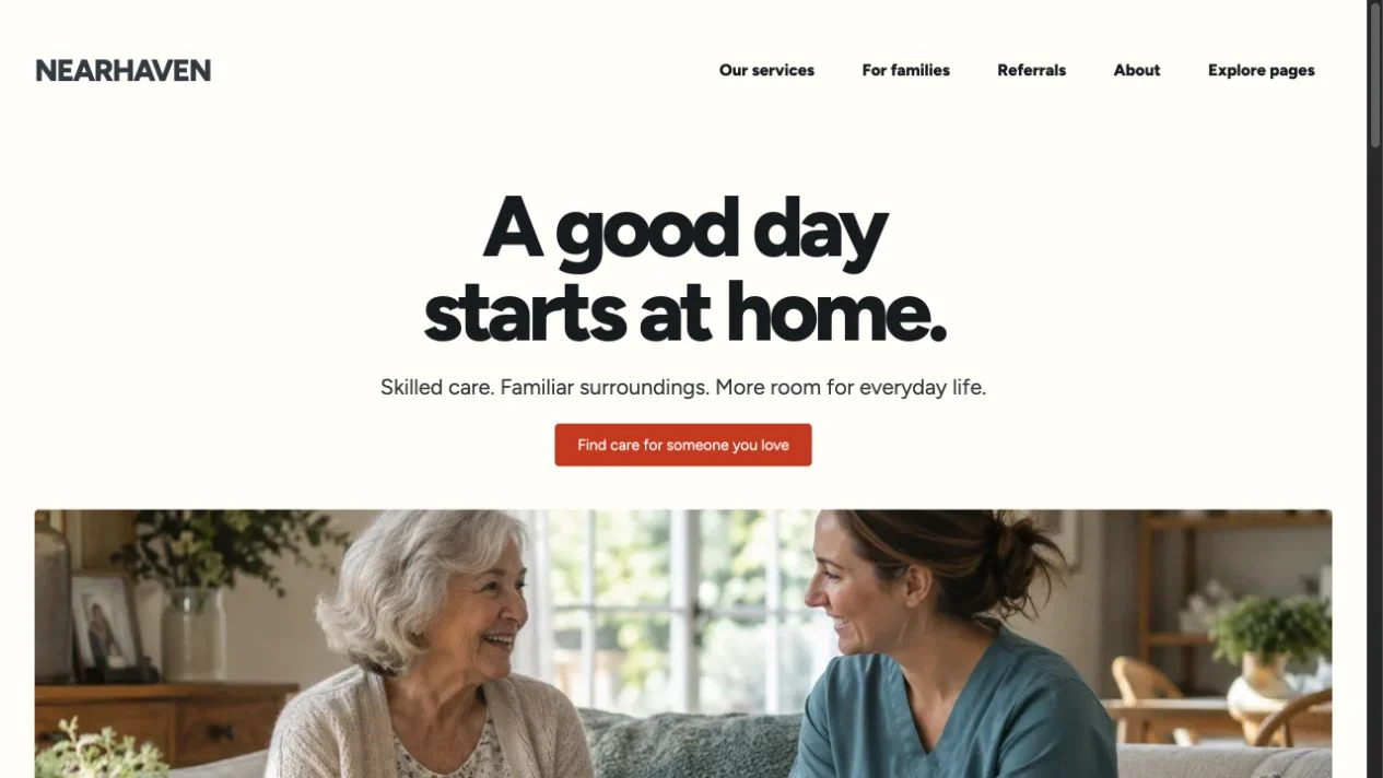 Nearhaven homepage running in Seedly Sites