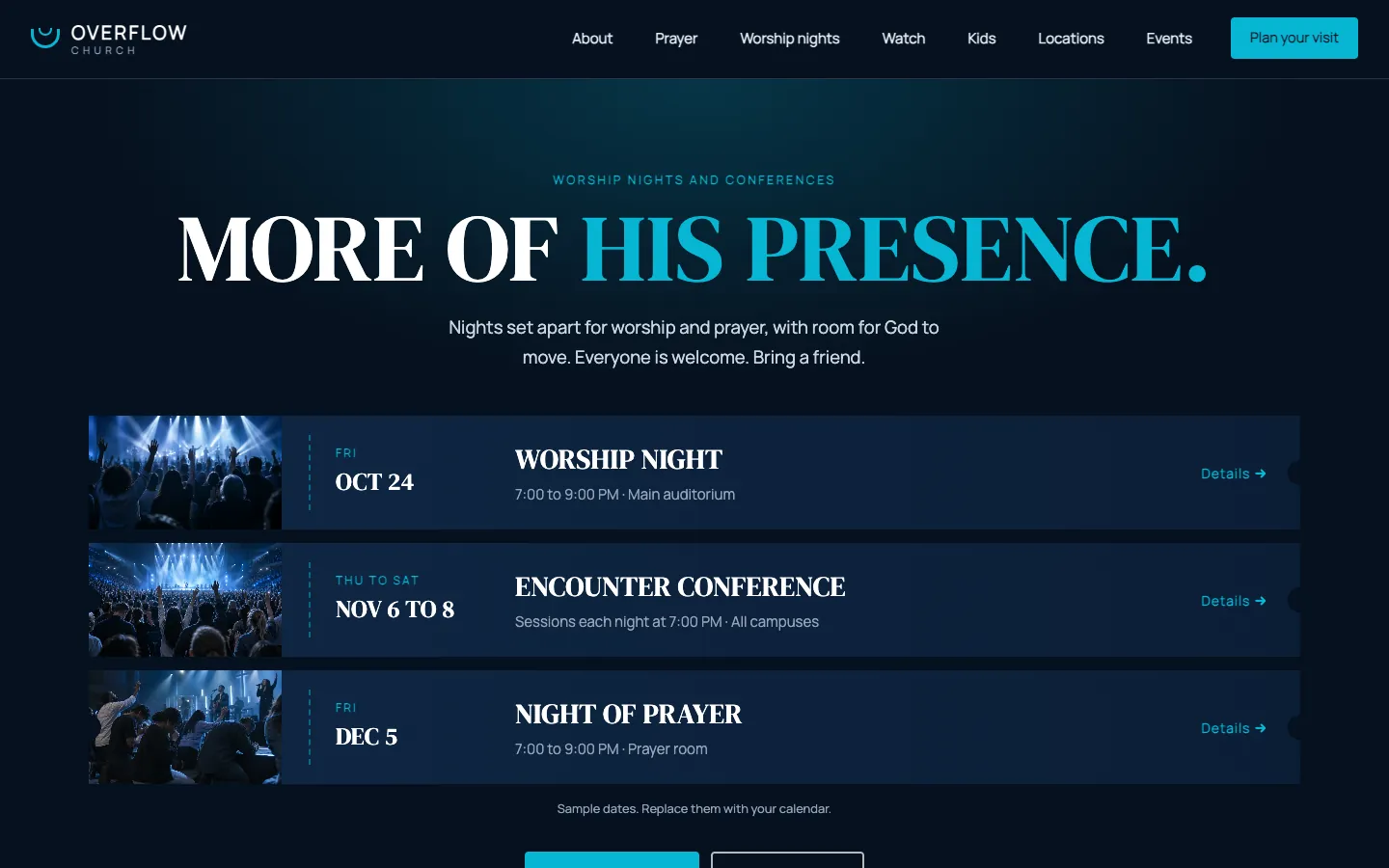 Overflow: Home / worship nights