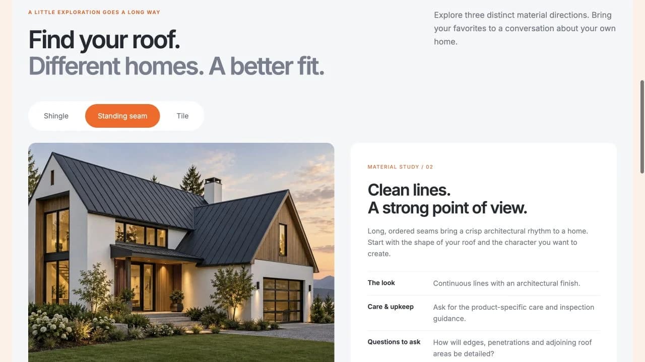 Overlap: Find your roof / material explorer
