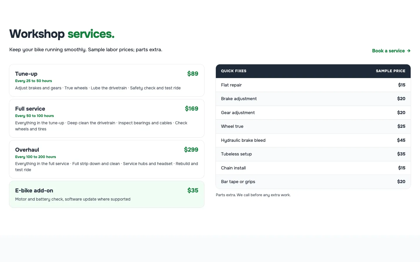 Parkside: Workshop prices