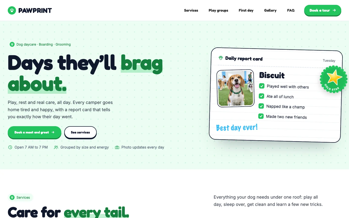 Pawprint homepage running in Seedly Sites