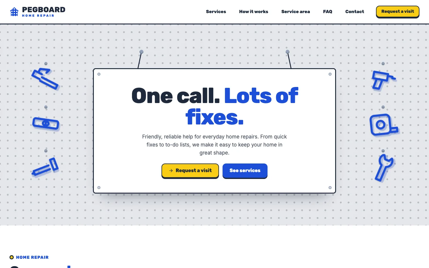 Pegboard homepage running in Seedly Sites