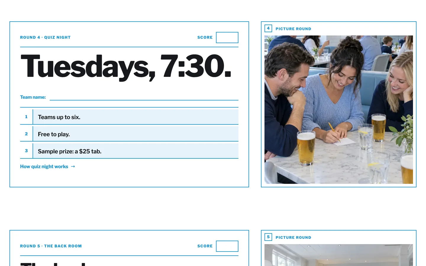 Pencil: Tuesdays, 7:30