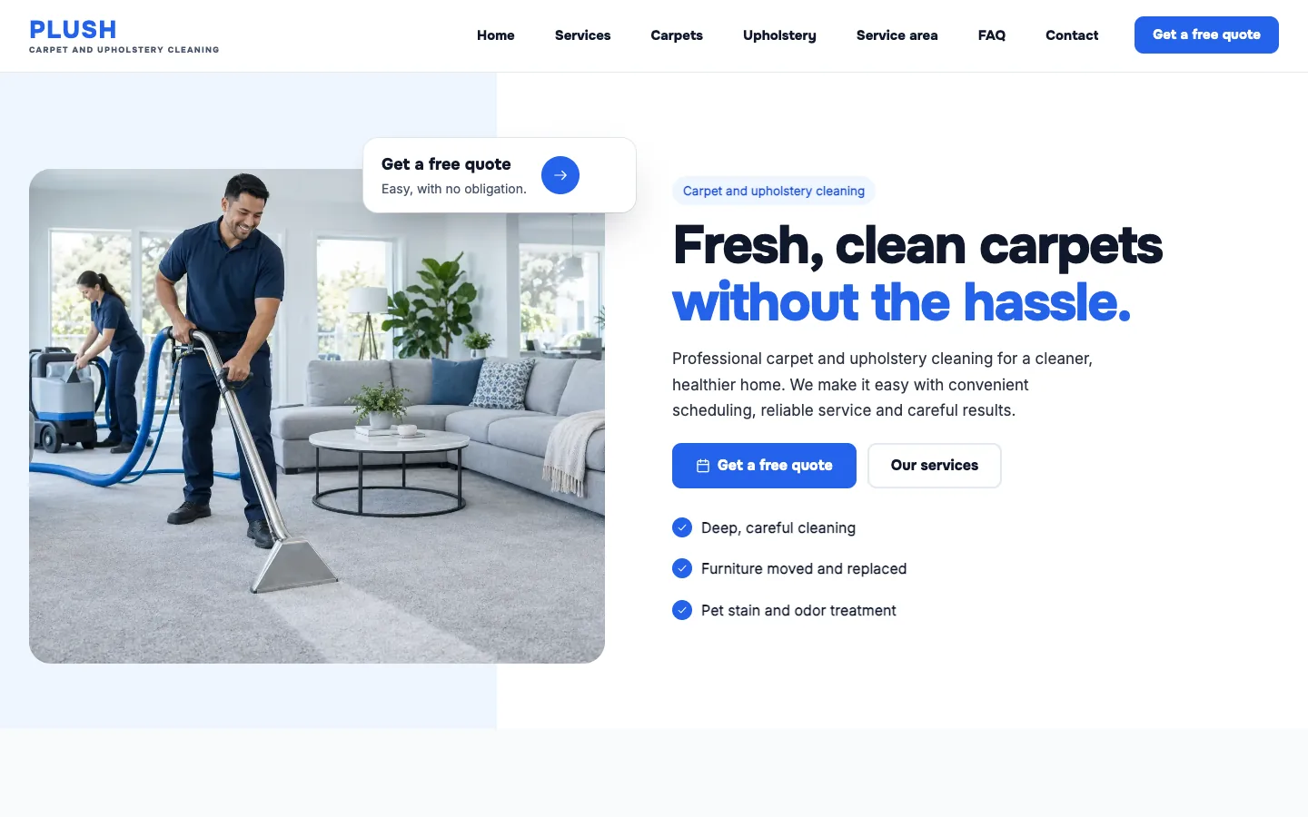 Plush website template homepage