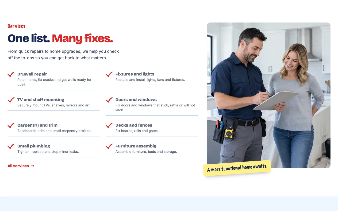 Punchlist: Services / ticked checklist