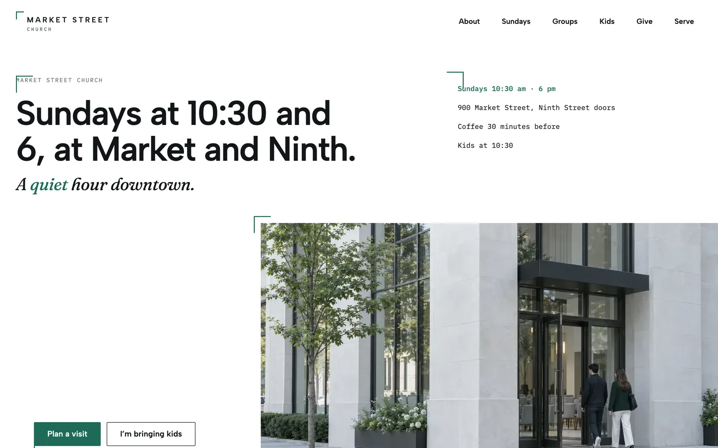 Quoin website template homepage