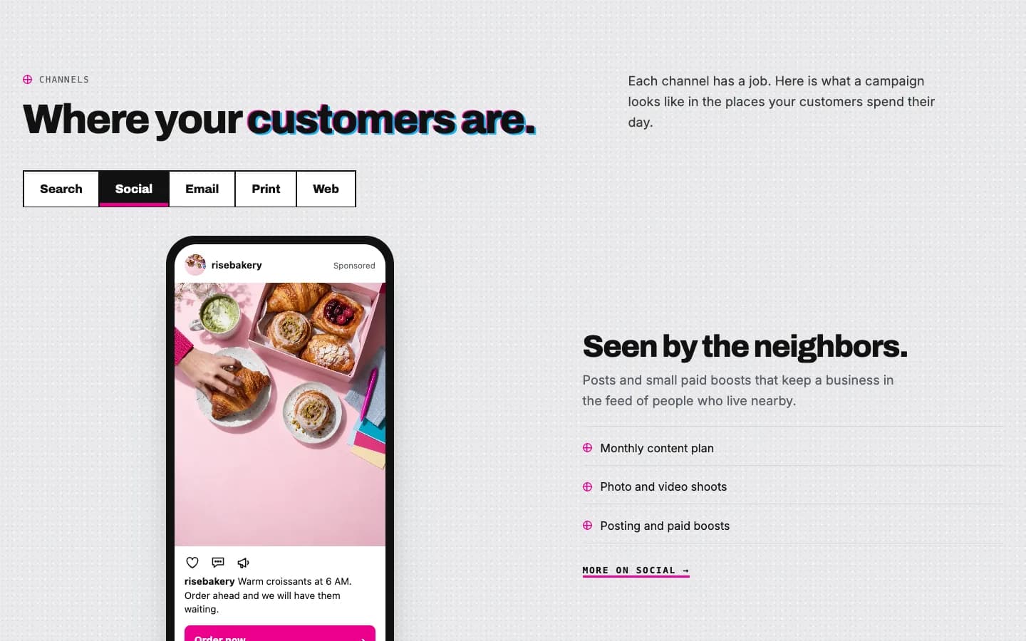 Register: Channels / ad mockups