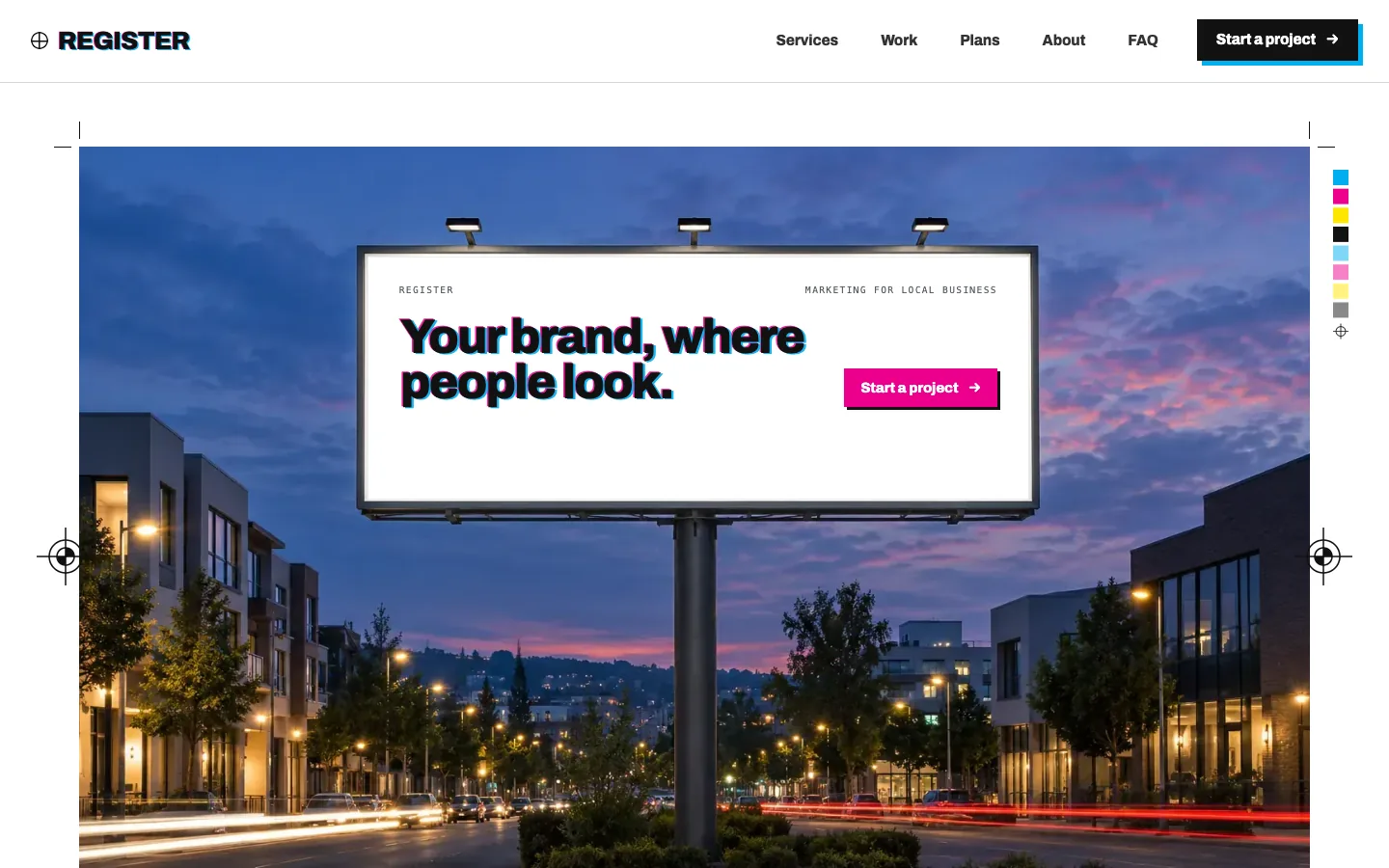 Register homepage running in Seedly Sites