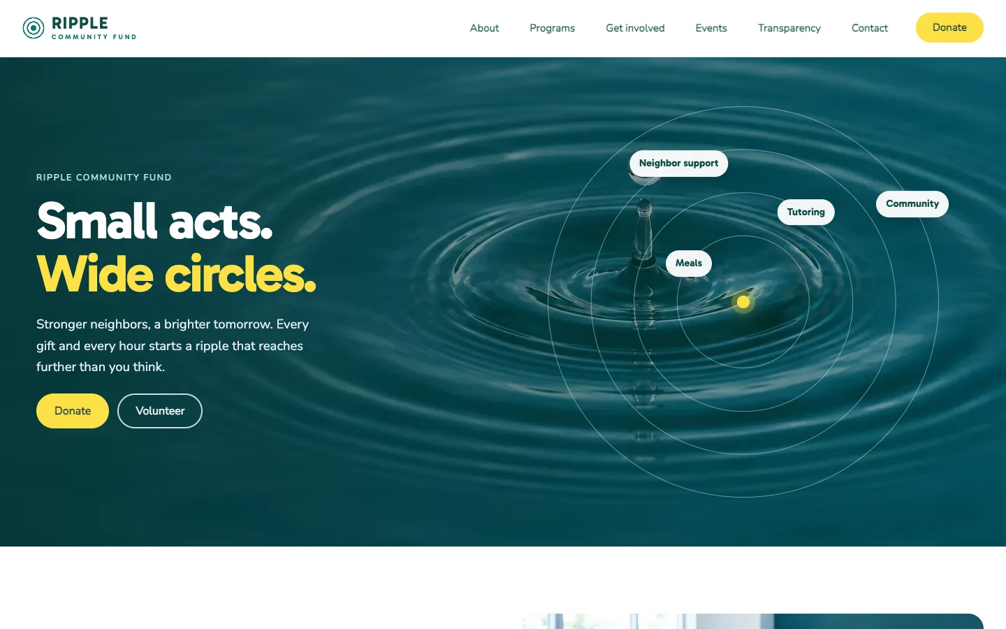 Ripple website template homepage
