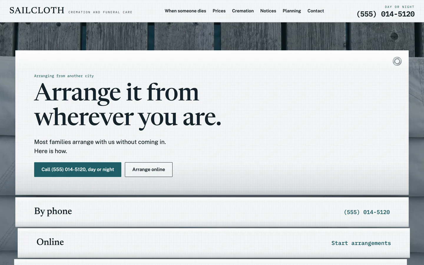 Sailcloth: Home / arrange it from wherever you are