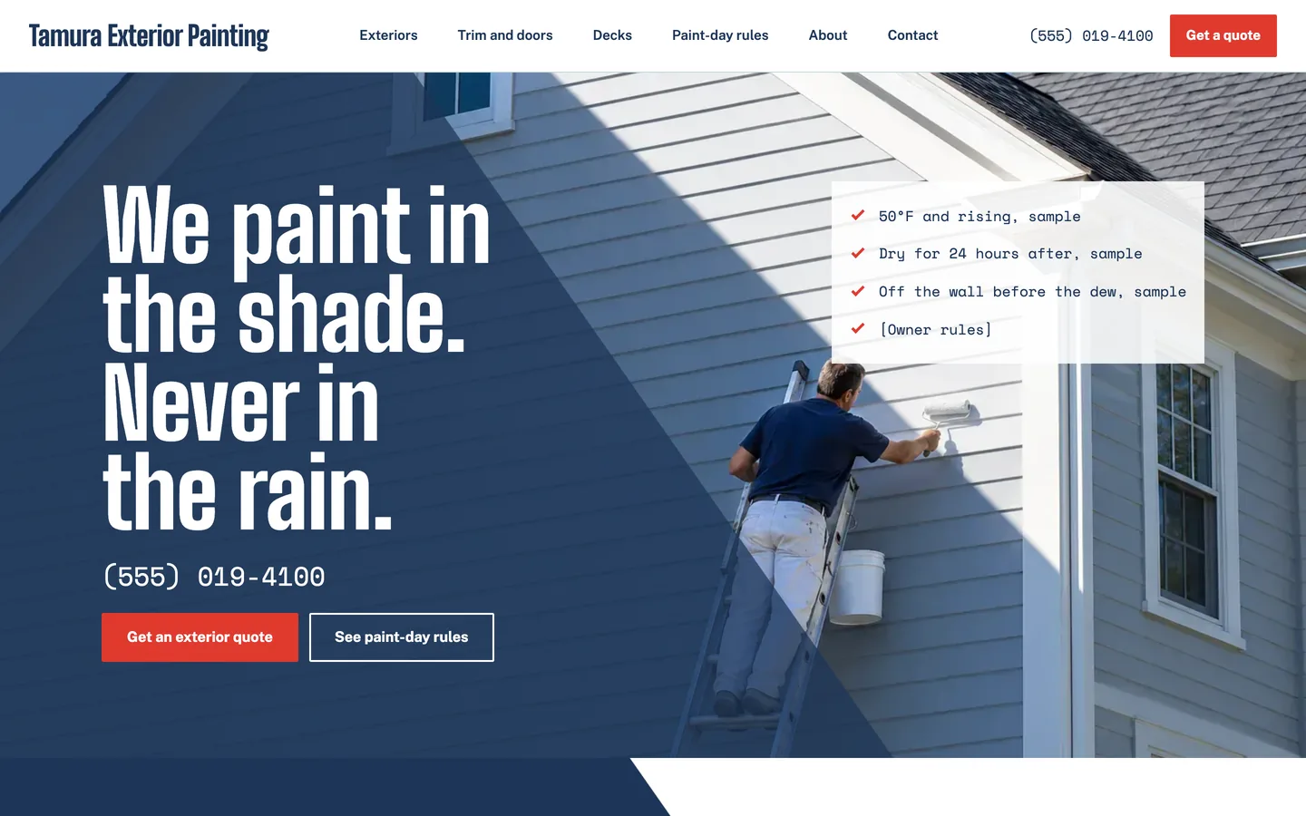 Shadeline website template homepage