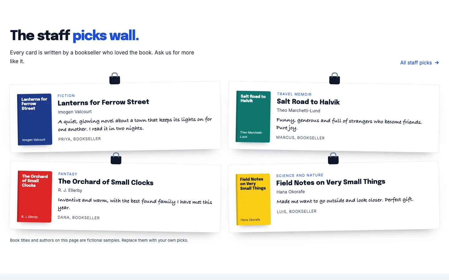 Shelftalk: The staff picks wall