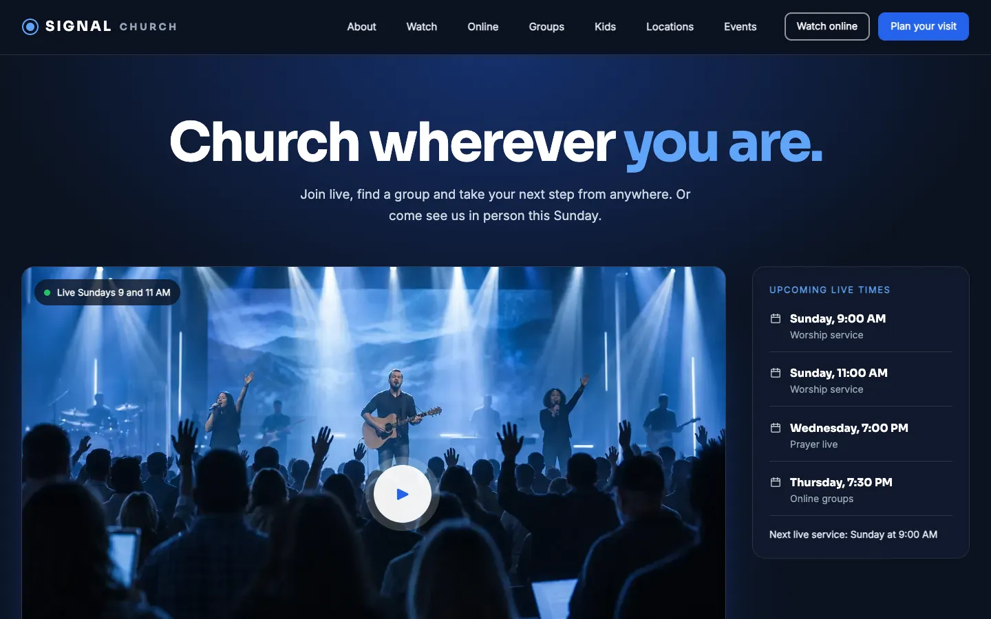 Signal website template homepage