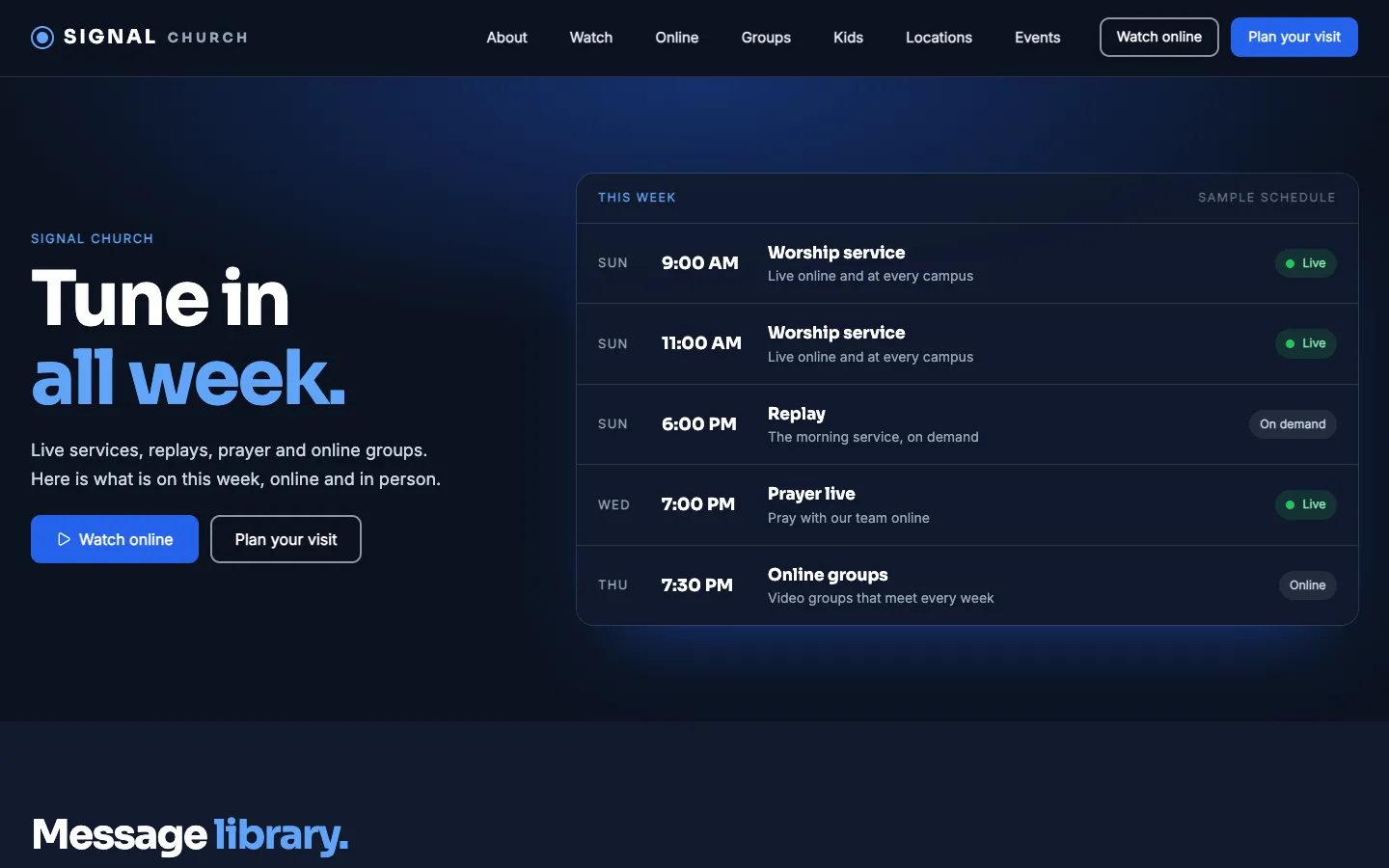 Signal: Home / schedule
