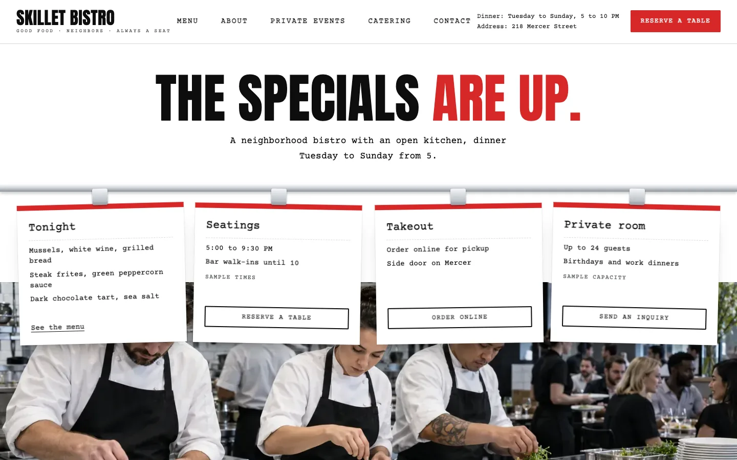 Skillet website template homepage