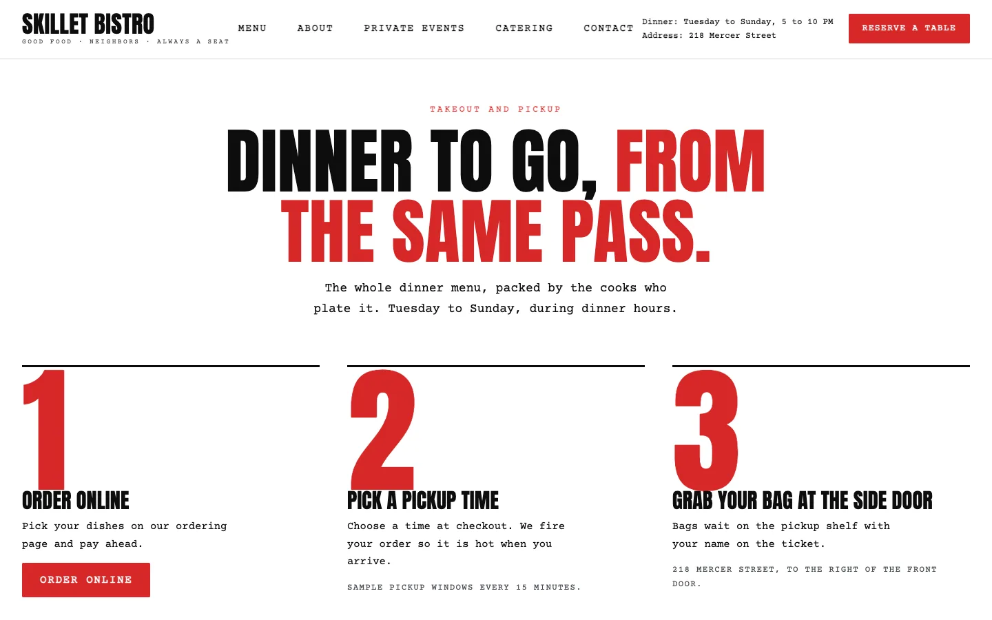 Skillet: Home / dinner to go