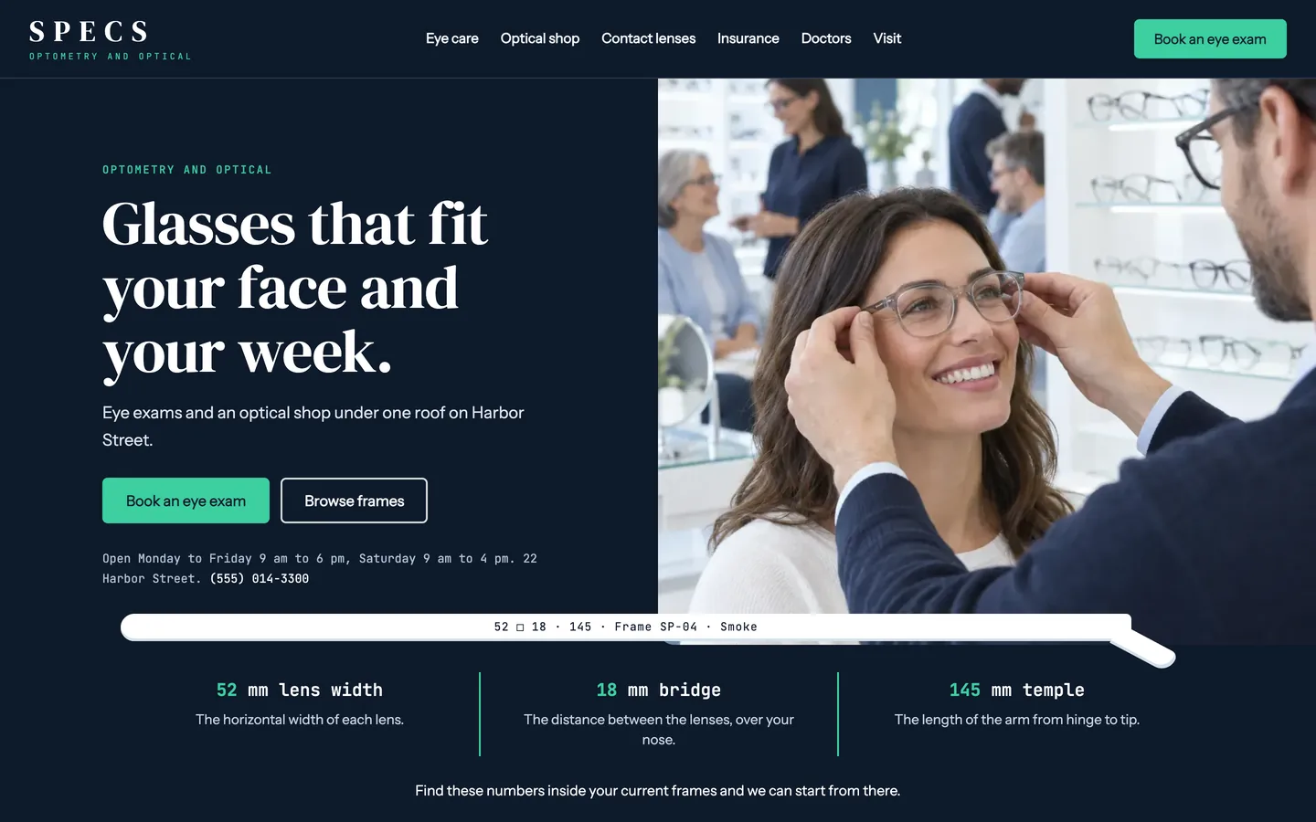 Specs website template homepage