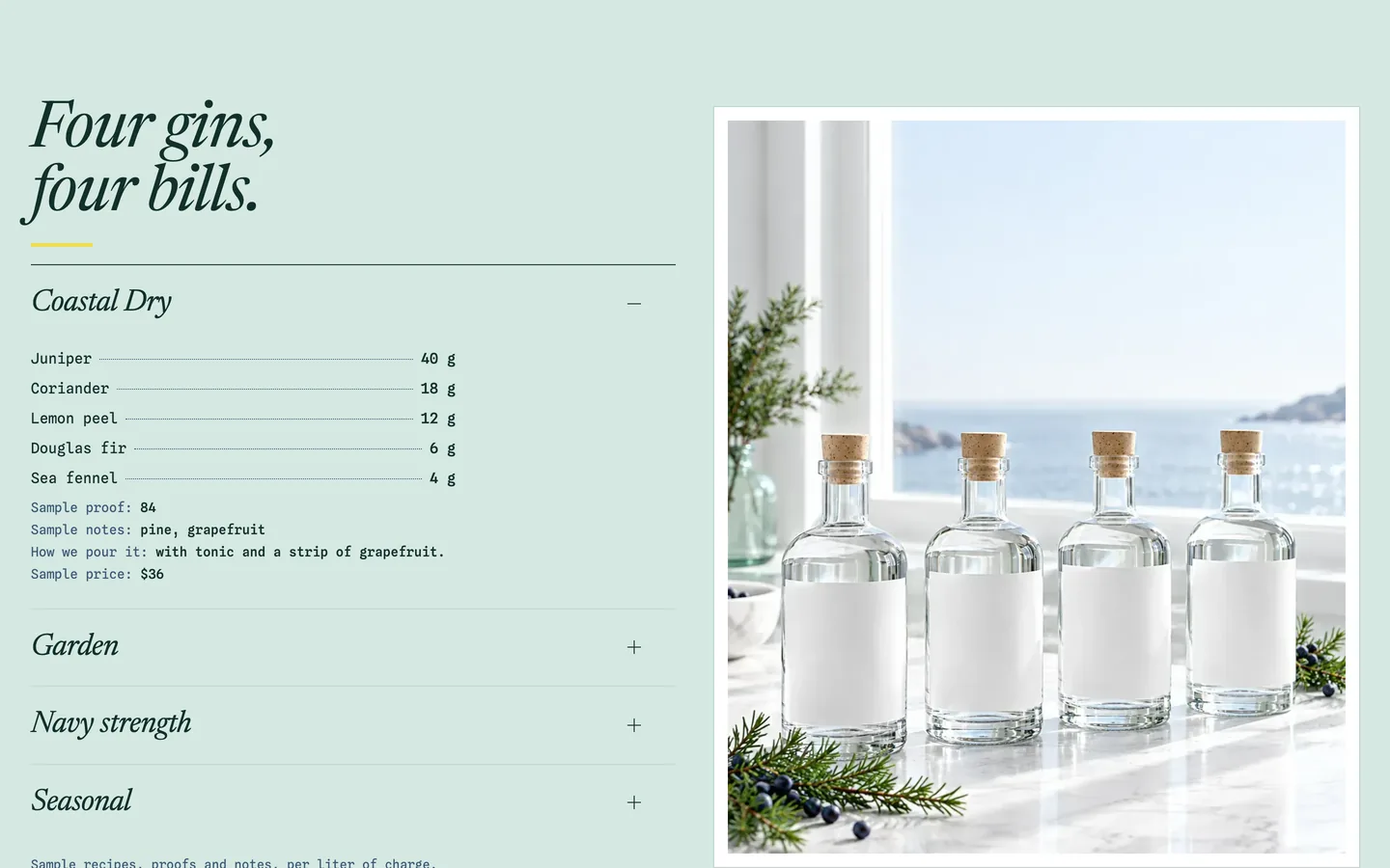 Stillroom: Four gins, four bills