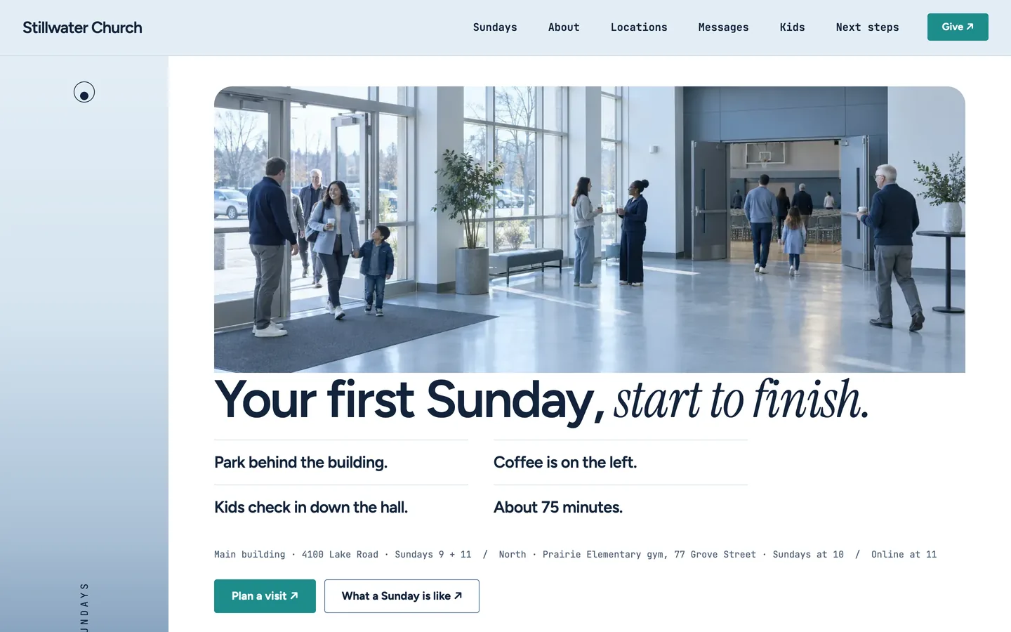 Stillwater: Home / your first Sunday