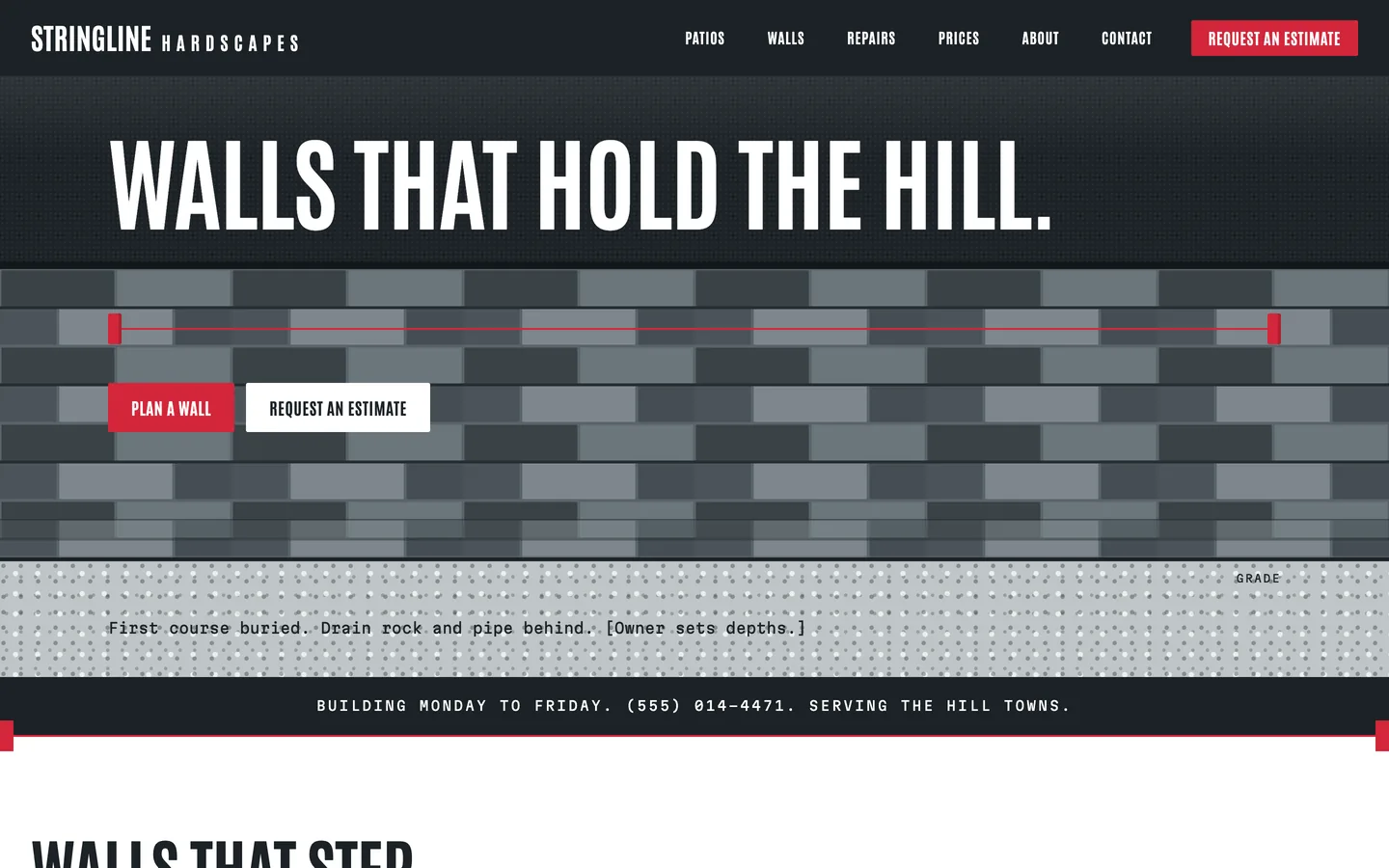 Stringline: Home / walls that hold the hill