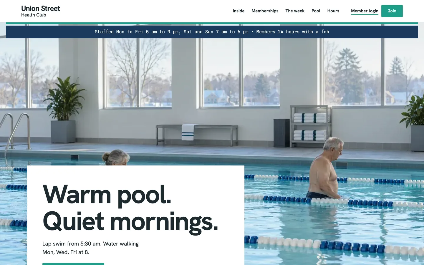 Terry: Home / warm pool, quiet mornings