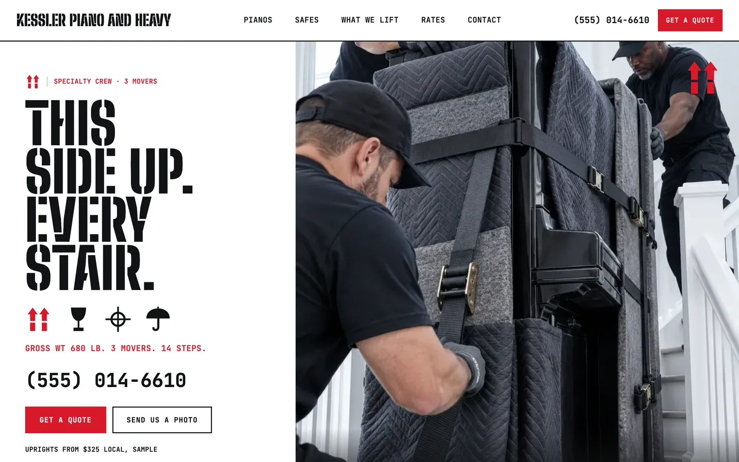 Upright website template homepage