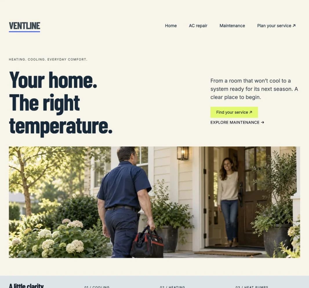 Ventline homepage running in Seedly Sites