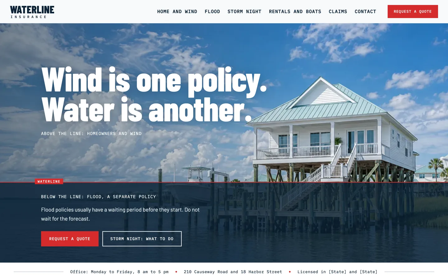 Waterline website template homepage