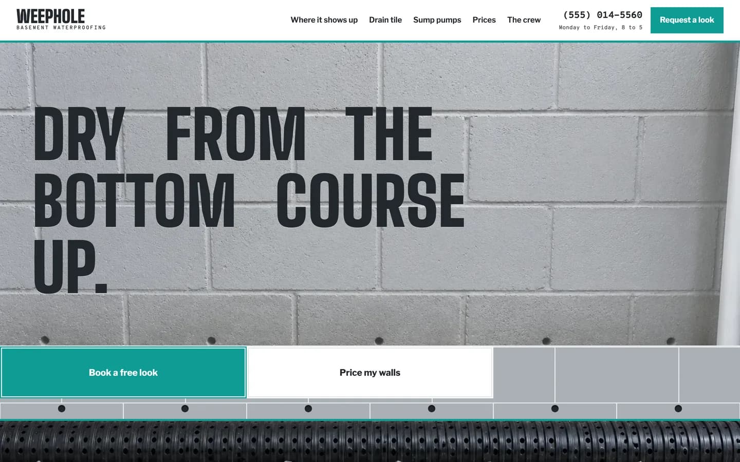 Weephole website template homepage