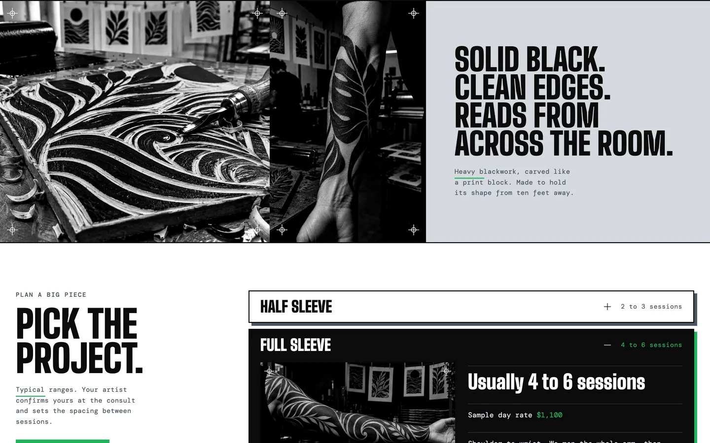 Woodcut: Solid black, clean edges