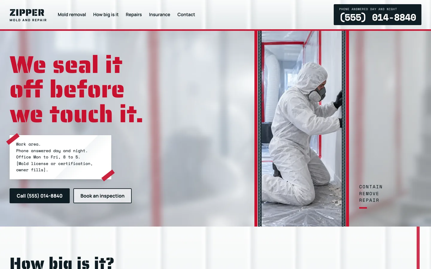 Zipper website template homepage