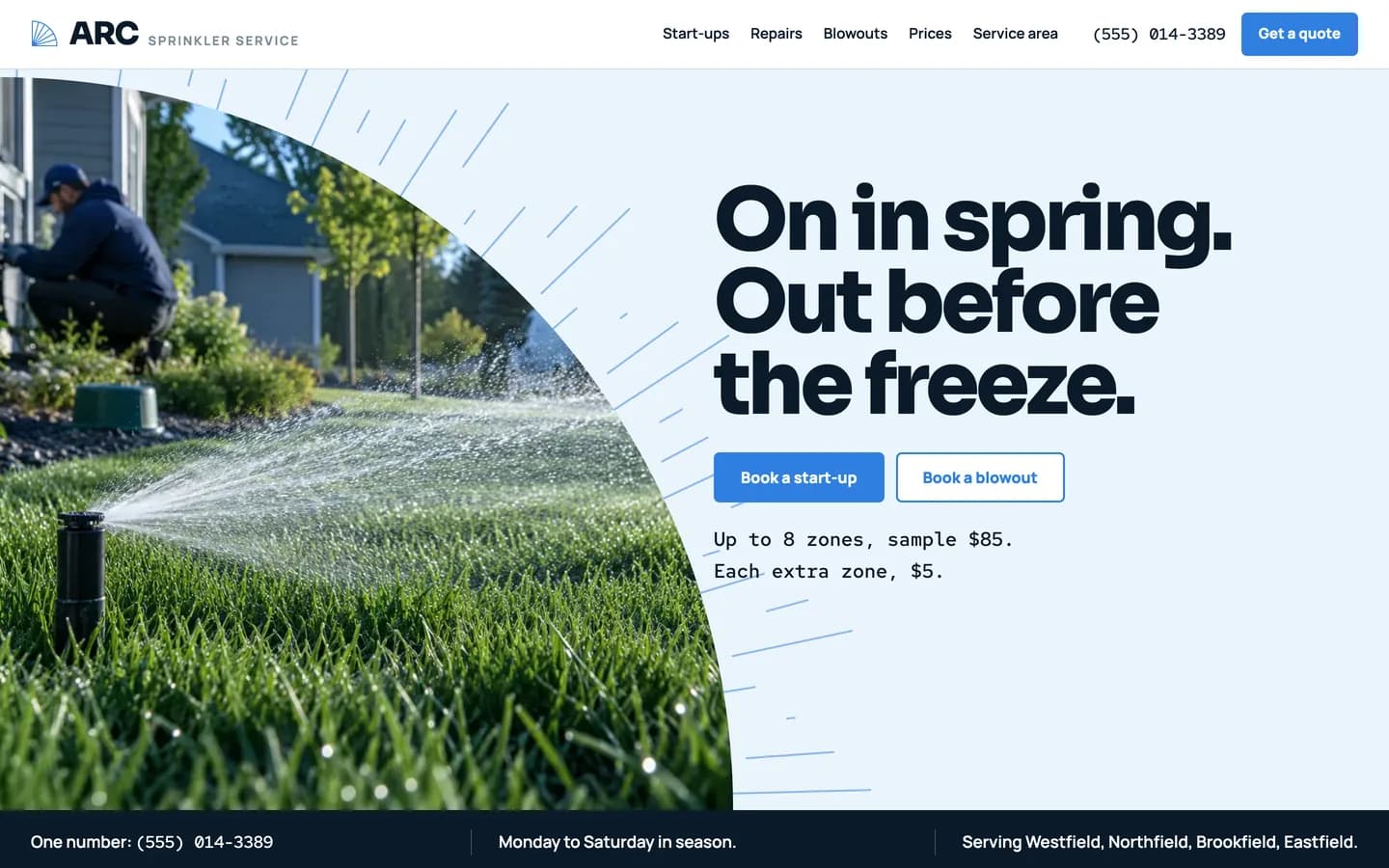 Arc website template homepage