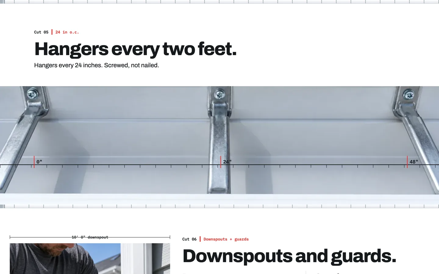 Coil: Hangers every two feet