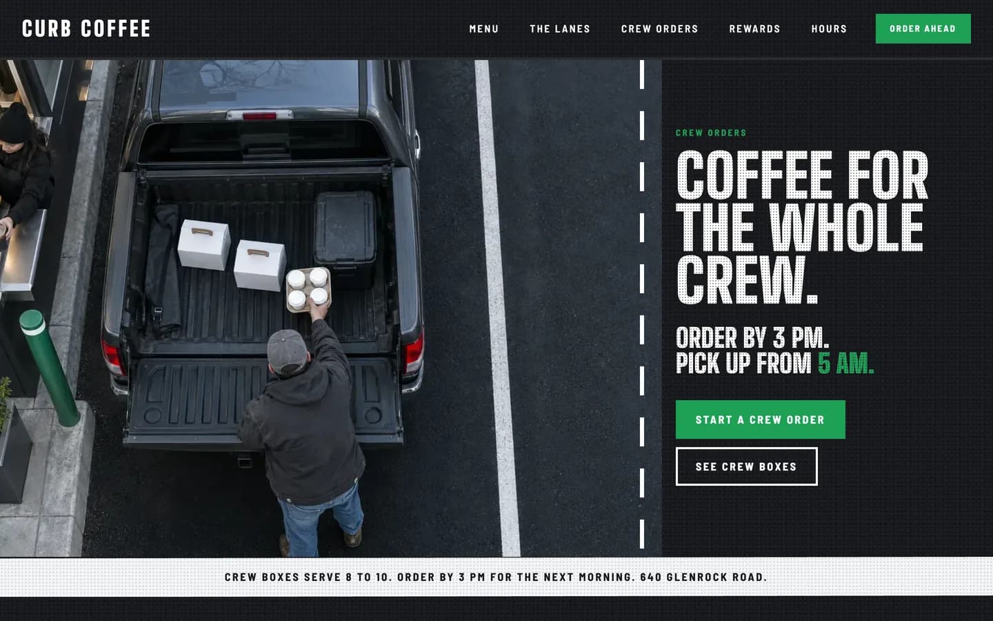 Curb: Home / coffee for the whole crew