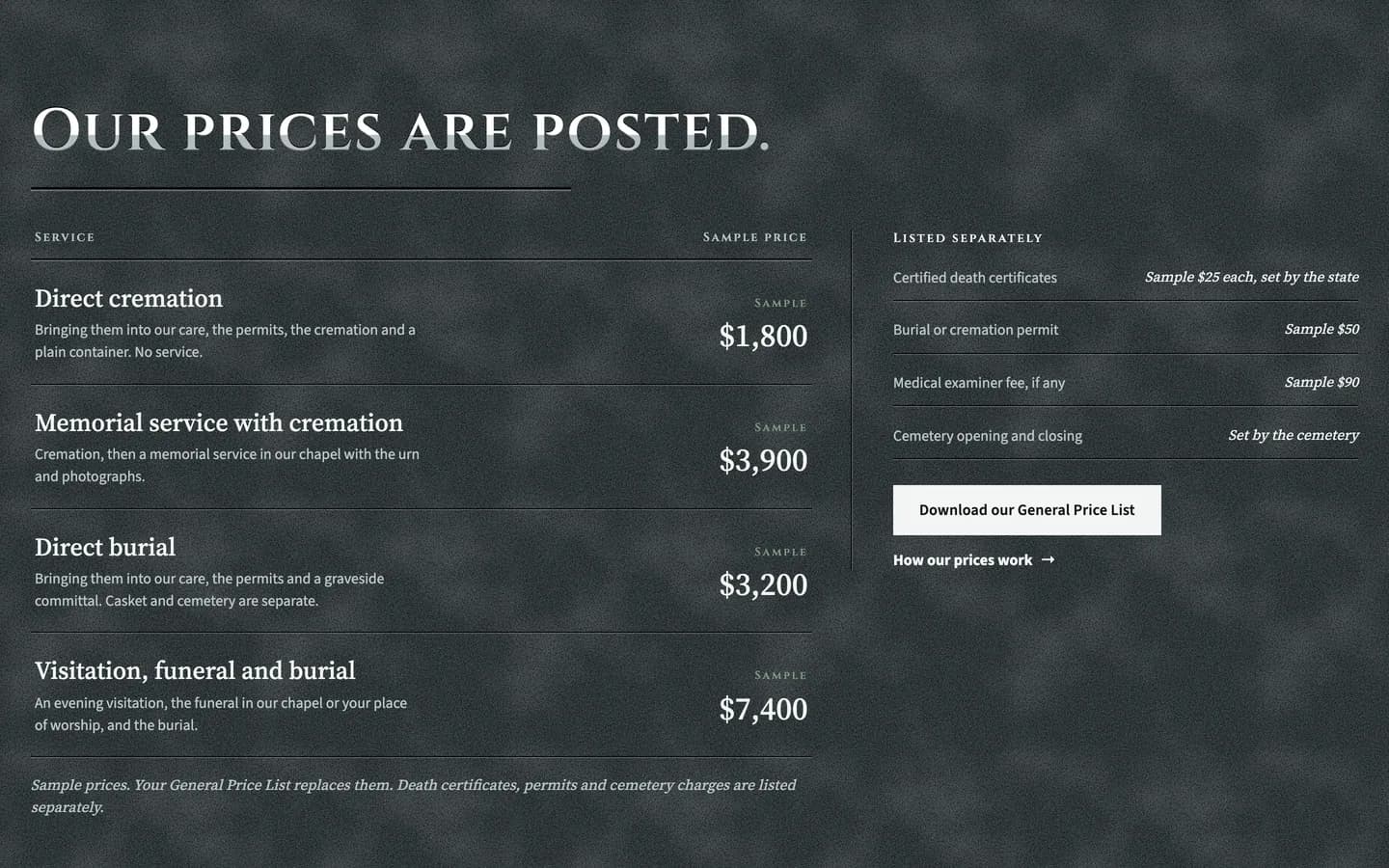 Ledger: Our prices are posted