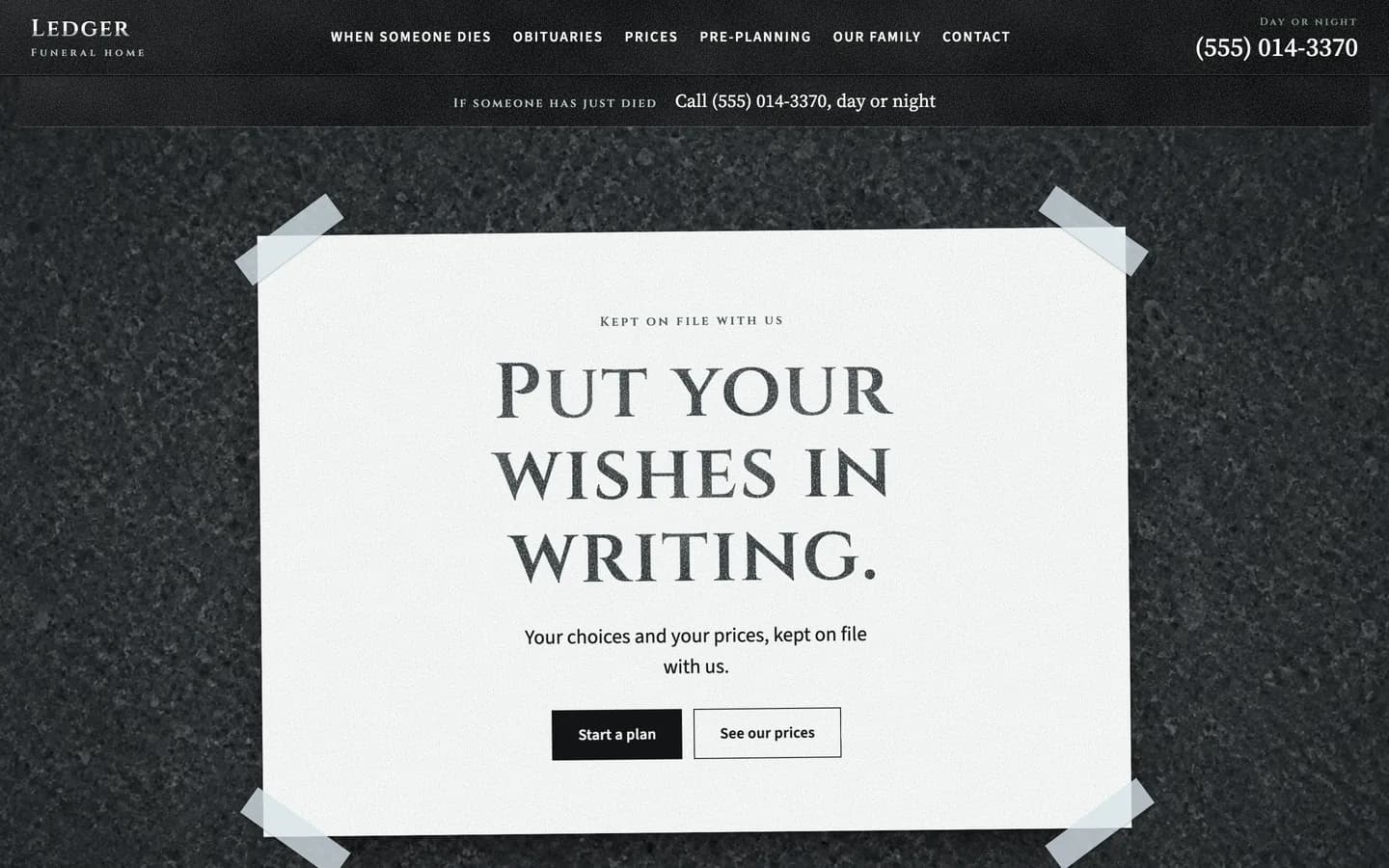 Ledger: Home / put your wishes in writing