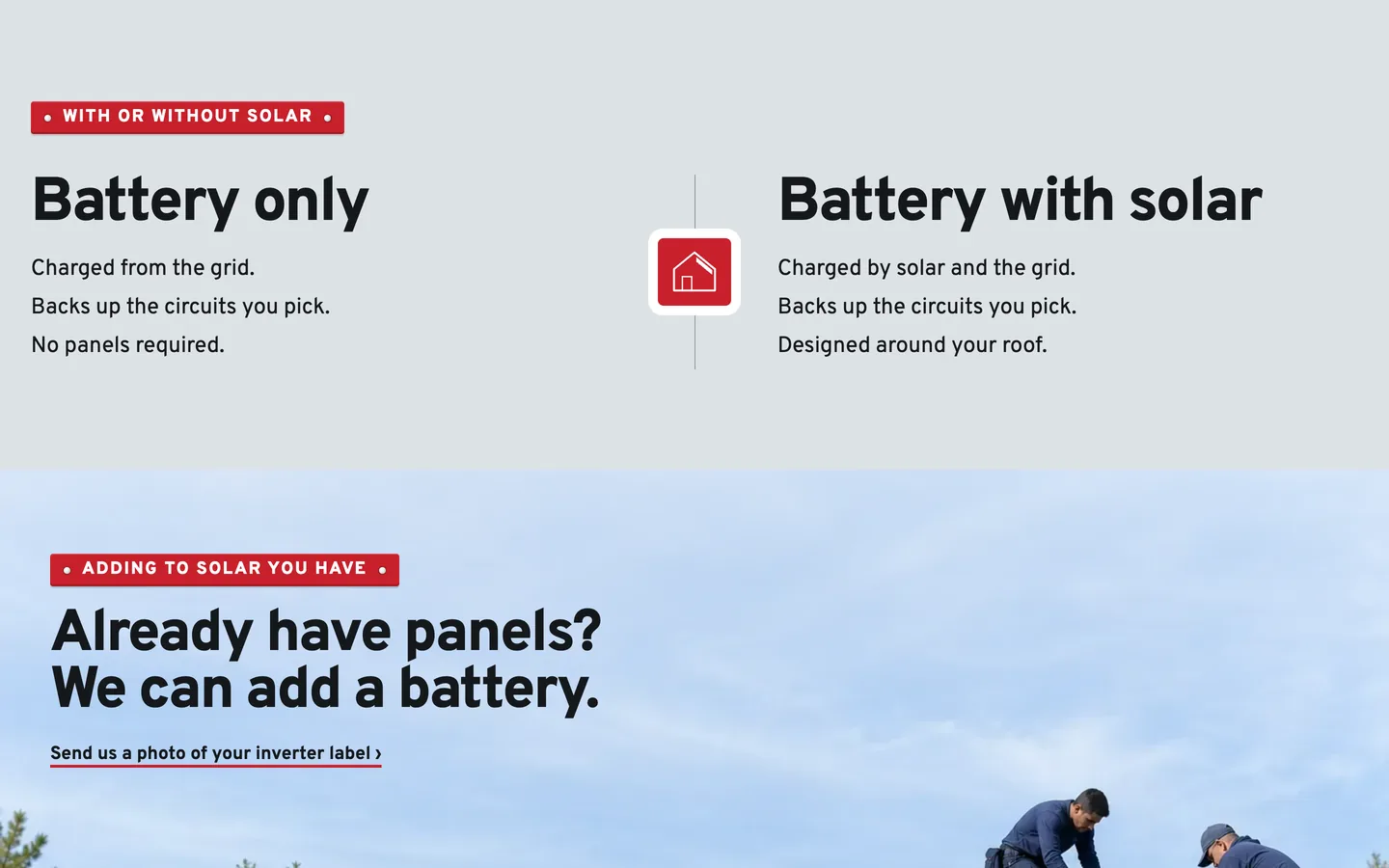 Placard: Battery only or with solar