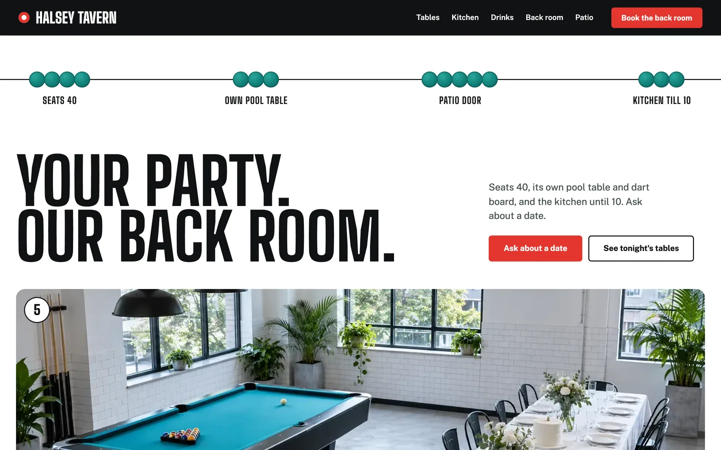 Pocket: Home / your party, our back room
