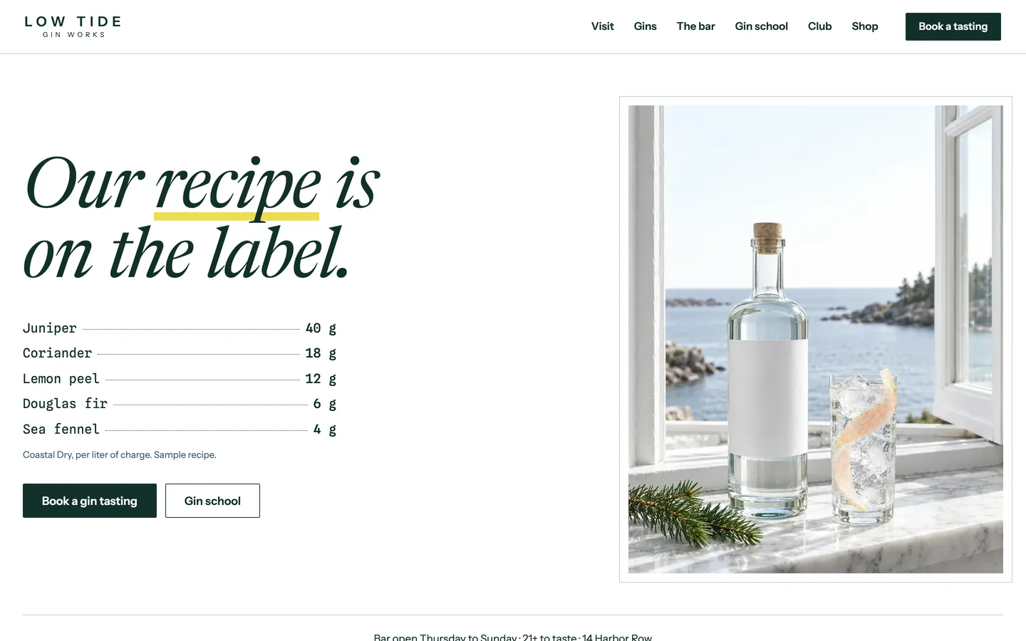 Stillroom website template homepage