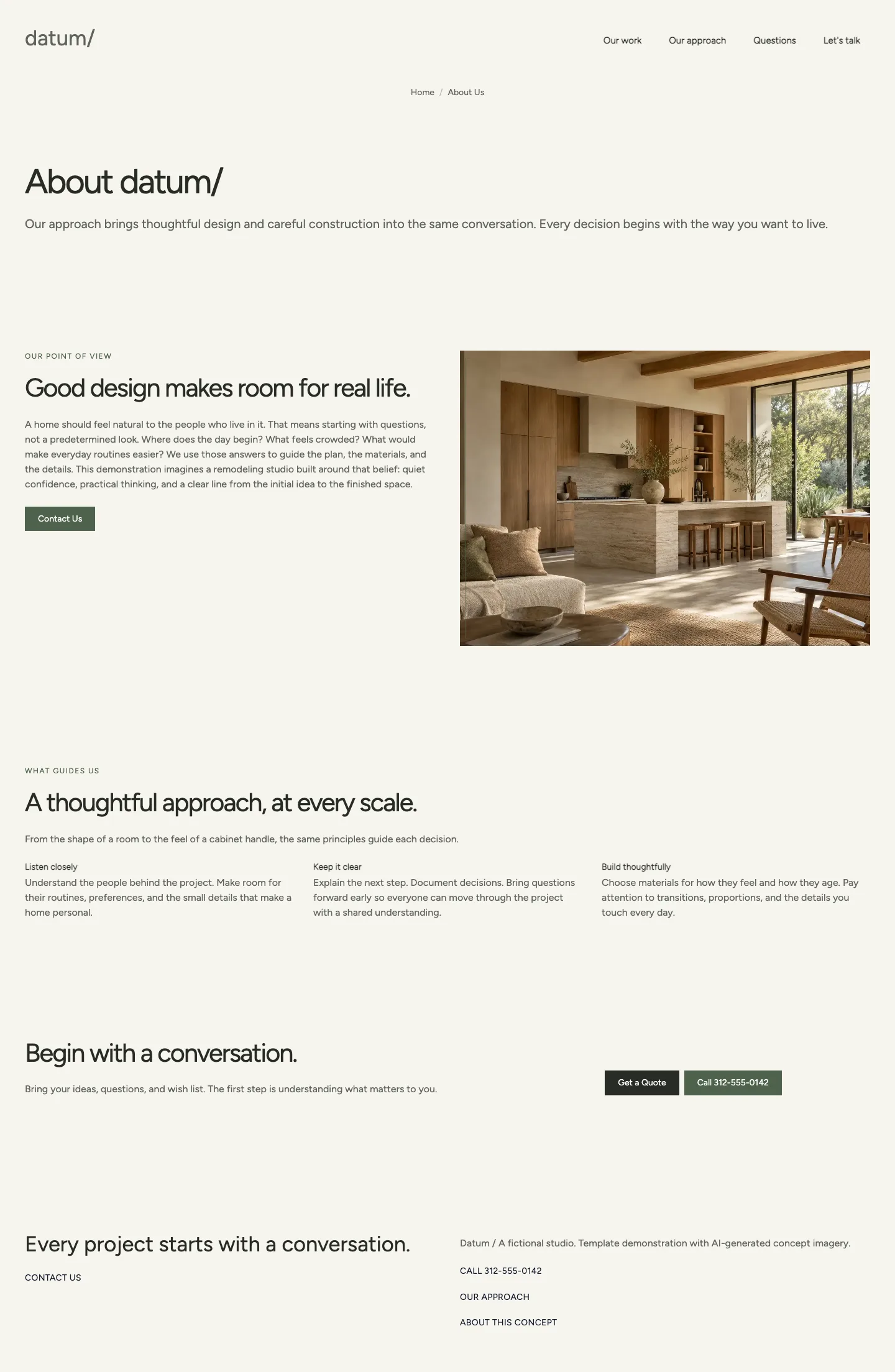 Our approach, actual Datum template desktop screenshot