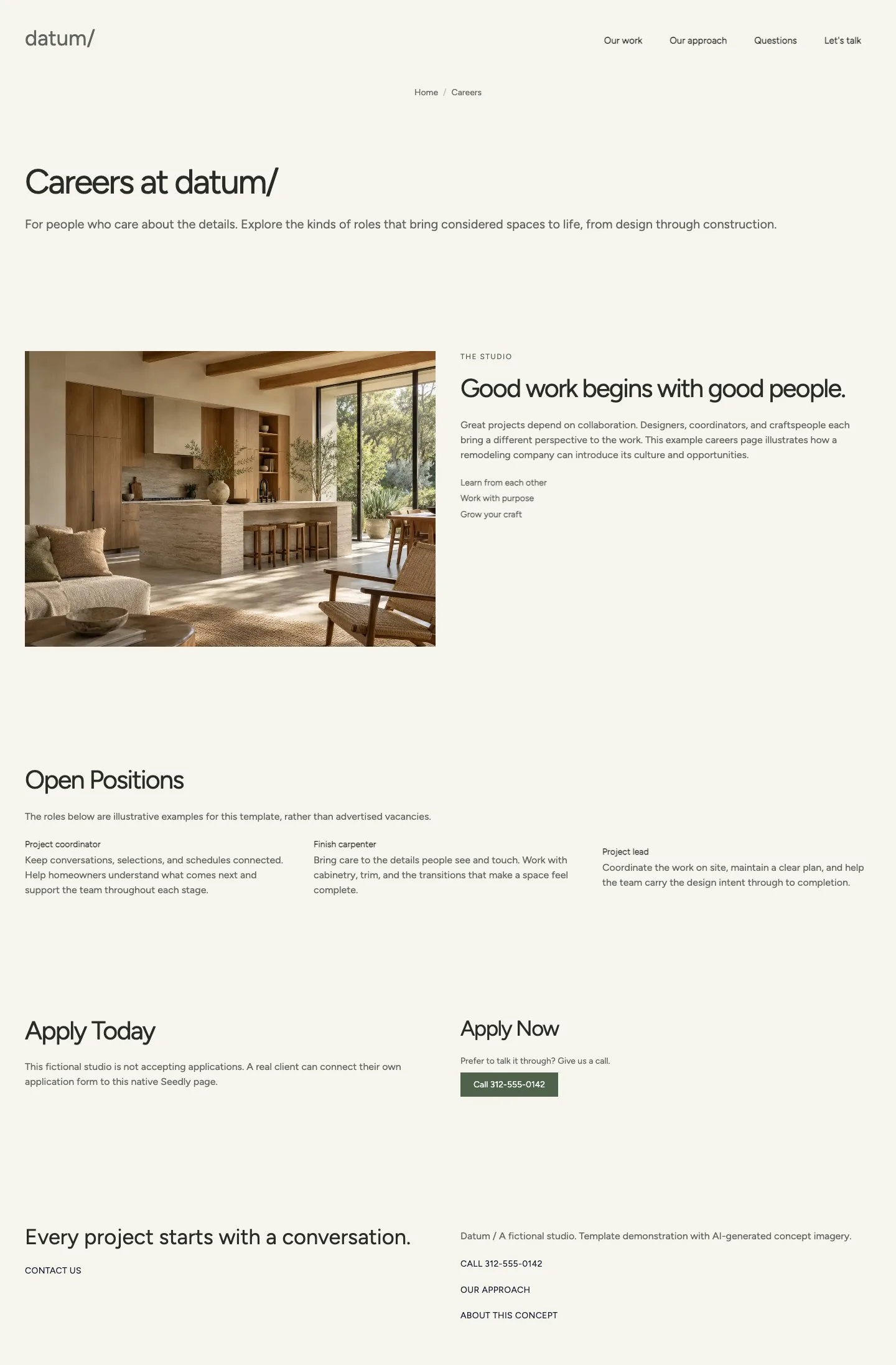 Careers, actual Datum template desktop screenshot