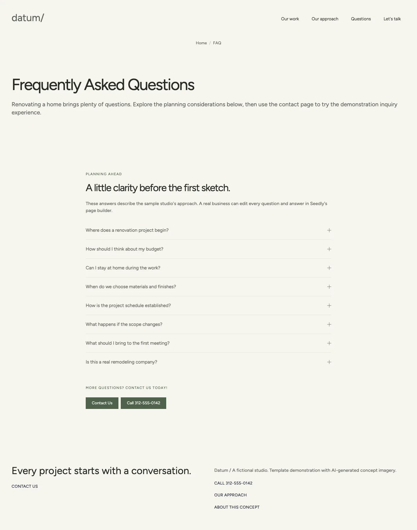 Questions, actual Datum template desktop screenshot