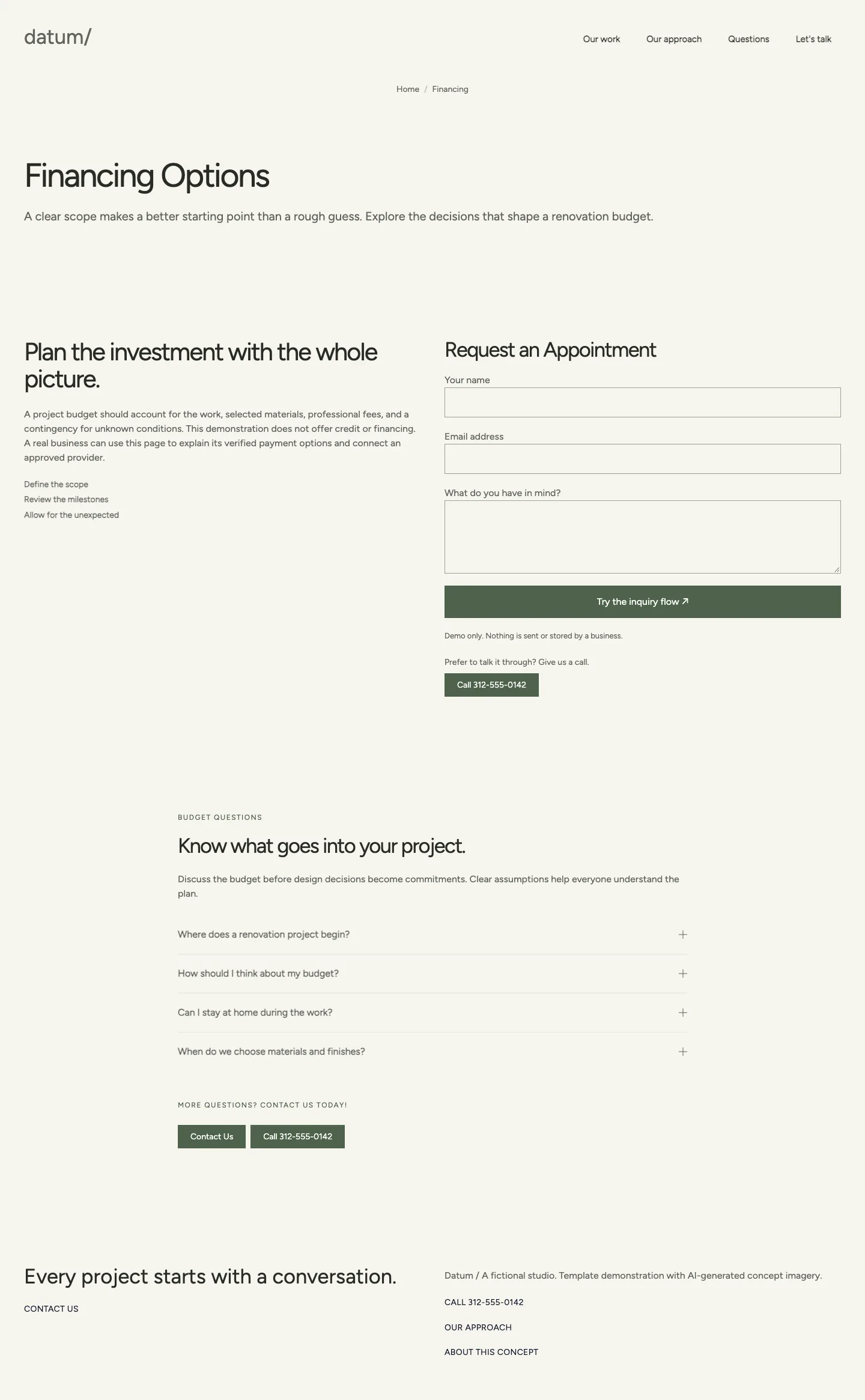 Project investment, actual Datum template desktop screenshot