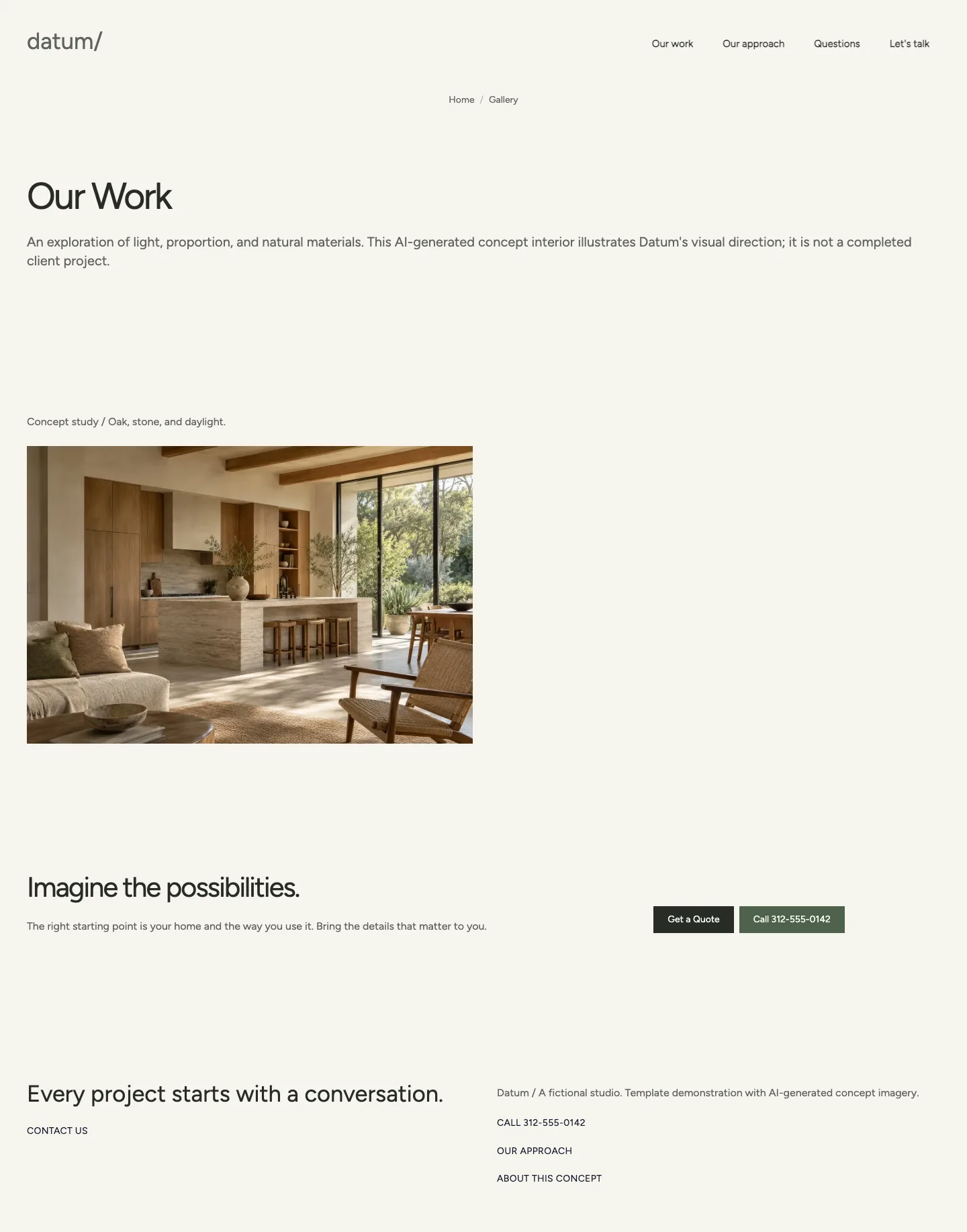 Project gallery, actual Datum template desktop screenshot