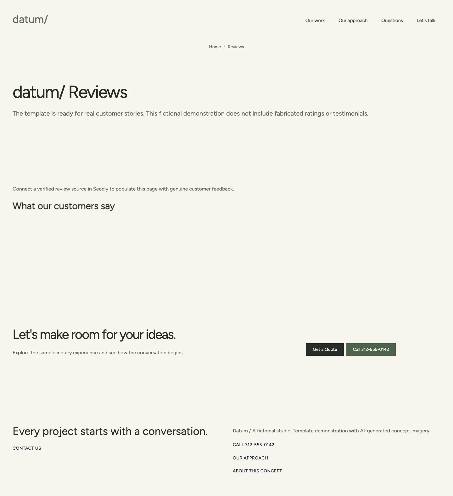 Customer reviews, actual Datum template desktop screenshot